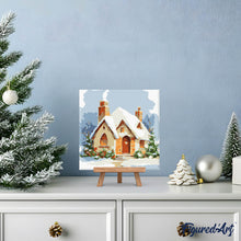 Load image into Gallery viewer, Mini Paint by numbers 20x20cm framed - Winter Brick House