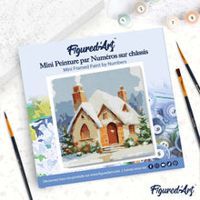 Load image into Gallery viewer, Mini Paint by numbers 20x20cm framed - Winter Brick House