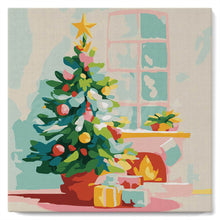 Load image into Gallery viewer, Mini Paint by numbers 20x20cm framed - Christmas Tree and Fireplace