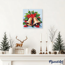 Load image into Gallery viewer, Mini Paint by numbers 20x20cm framed - Christmas Bells