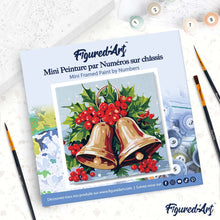 Load image into Gallery viewer, Mini Paint by numbers 20x20cm framed - Christmas Bells