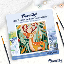 Load image into Gallery viewer, Mini Paint by numbers 20x20cm framed - Golden Reindeer