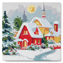 Load image into Gallery viewer, Mini Paint by numbers 20x20cm framed - Winter Red House