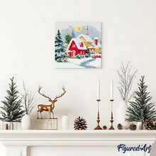 Load image into Gallery viewer, Mini Paint by numbers 20x20cm framed - Winter Red House