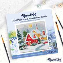 Load image into Gallery viewer, Mini Paint by numbers 20x20cm framed - Winter Red House