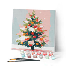 Load image into Gallery viewer, Mini Paint by numbers 20x20cm framed - Snowy Christmas Tree Figured'Art UK