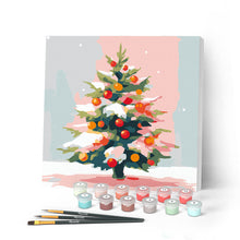 Load image into Gallery viewer, Mini Paint by numbers 20x20cm framed - Snowy Christmas Tree Figured'Art UK