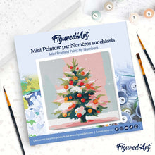 Load image into Gallery viewer, Mini Paint by numbers 20x20cm framed - Snowy Christmas Tree