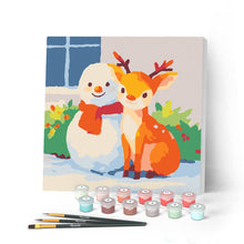 Load image into Gallery viewer, Mini Paint by numbers 20x20cm framed - Holiday Buddies Figured'Art UK