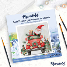 Load image into Gallery viewer, Mini Paint by numbers 20x20cm framed - Santa Truck