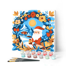Load image into Gallery viewer, Mini Paint by numbers 20x20cm framed - Wreath and Santa Figured'Art UK