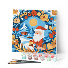 Load image into Gallery viewer, Mini Paint by numbers 20x20cm framed - Wreath and Santa Figured'Art UK