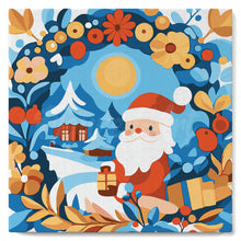Load image into Gallery viewer, Mini Paint by numbers 20x20cm framed - Wreath and Santa