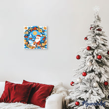 Load image into Gallery viewer, Mini Paint by numbers 20x20cm framed - Wreath and Santa