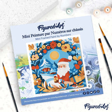 Load image into Gallery viewer, Mini Paint by numbers 20x20cm framed - Wreath and Santa
