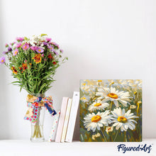 Load image into Gallery viewer, Mini Paint by numbers Daisies 20x20cm already framed