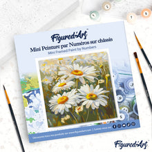 Load image into Gallery viewer, Mini Paint by numbers Daisies 20x20cm already framed