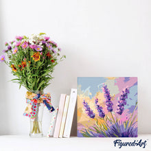 Load image into Gallery viewer, Mini Paint by numbers Lavender 20x20cm already framed