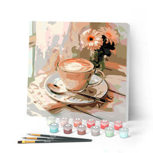Load image into Gallery viewer, Paint by numbers kit for adults Mini Paint by numbers Morning Coffee 20x20cm already framed Figured'Art UK