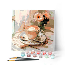 Load image into Gallery viewer, Paint by numbers kit for adults Mini Paint by numbers Morning Coffee 20x20cm already framed Figured'Art UK