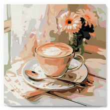 Load image into Gallery viewer, Mini Paint by numbers Morning Coffee 20x20cm already framed