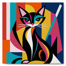 Load image into Gallery viewer, Mini Paint by numbers Bold Abstract Cat 20x20cm already framed