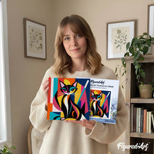 Load image into Gallery viewer, Mini Paint by numbers Bold Abstract Cat 20x20cm already framed