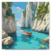 Load image into Gallery viewer, Mini Paint by numbers Peaceful Blue Cove 20x20cm already framed