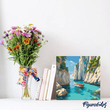Load image into Gallery viewer, Mini Paint by numbers Peaceful Blue Cove 20x20cm already framed