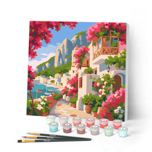 Load image into Gallery viewer, Paint by numbers kit for adults Mini Paint by numbers Capri Floral Lane 20x20cm already framed Figured'Art UK