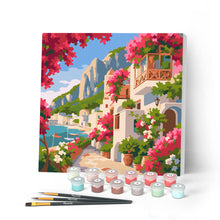 Load image into Gallery viewer, Paint by numbers kit for adults Mini Paint by numbers Capri Floral Lane 20x20cm already framed Figured'Art UK