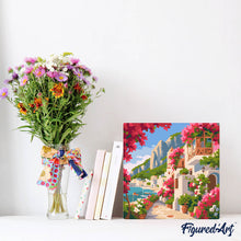 Load image into Gallery viewer, Mini Paint by numbers Capri Floral Lane 20x20cm already framed