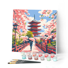 Load image into Gallery viewer, Paint by numbers kit for adults Mini Paint by numbers Kyoto in Bloom 20x20cm already framed Figured'Art UK