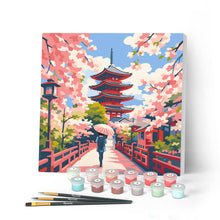 Load image into Gallery viewer, Paint by numbers kit for adults Mini Paint by numbers Kyoto in Bloom 20x20cm already framed Figured'Art UK