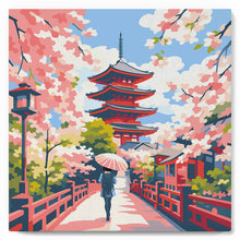 Load image into Gallery viewer, Mini Paint by numbers Kyoto in Bloom 20x20cm already framed