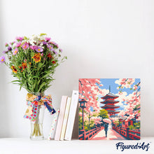 Load image into Gallery viewer, Mini Paint by numbers Kyoto in Bloom 20x20cm already framed