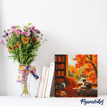 Load image into Gallery viewer, Mini Paint by numbers Cat's Autumn View 20x20cm already framed