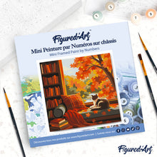 Load image into Gallery viewer, Mini Paint by numbers Cat's Autumn View 20x20cm already framed
