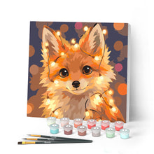 Load image into Gallery viewer, Paint by numbers kit for adults Mini Paint by numbers Little Fox with Light Bulbs 20x20cm already framed Figured'Art UK