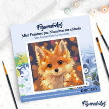 Load image into Gallery viewer, Mini Paint by numbers Little Fox with Light Bulbs 20x20cm already framed
