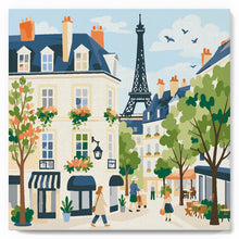Load image into Gallery viewer, Mini Paint by numbers Watercolour Paris Street 20x20cm already framed