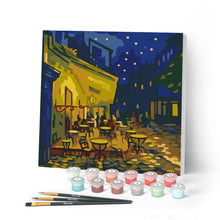 Load image into Gallery viewer, Paint by numbers kit for adults Mini Paint by numbers Van Gogh Cafe Terrace at Night 20x20cm already framed Figured'Art UK