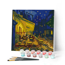 Load image into Gallery viewer, Paint by numbers kit for adults Mini Paint by numbers Van Gogh Cafe Terrace at Night 20x20cm already framed Figured'Art UK