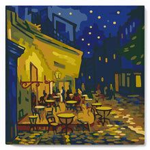 Load image into Gallery viewer, Mini Paint by numbers Van Gogh Cafe Terrace at Night 20x20cm already framed