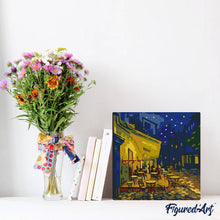 Load image into Gallery viewer, Mini Paint by numbers Van Gogh Cafe Terrace at Night 20x20cm already framed