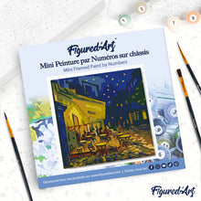 Load image into Gallery viewer, Mini Paint by numbers Van Gogh Cafe Terrace at Night 20x20cm already framed