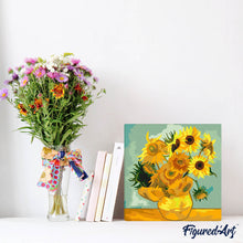 Load image into Gallery viewer, Mini Paint by numbers Van Gogh - Sunflowers 20x20cm already framed