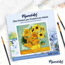Load image into Gallery viewer, Mini Paint by numbers Van Gogh - Sunflowers 20x20cm already framed