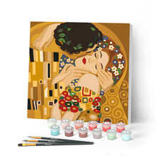 Load image into Gallery viewer, Paint by numbers kit for adults Mini Paint by numbers The Kiss - Klimt 20x20cm already framed Figured'Art UK