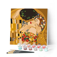 Load image into Gallery viewer, Paint by numbers kit for adults Mini Paint by numbers The Kiss - Klimt 20x20cm already framed Figured'Art UK